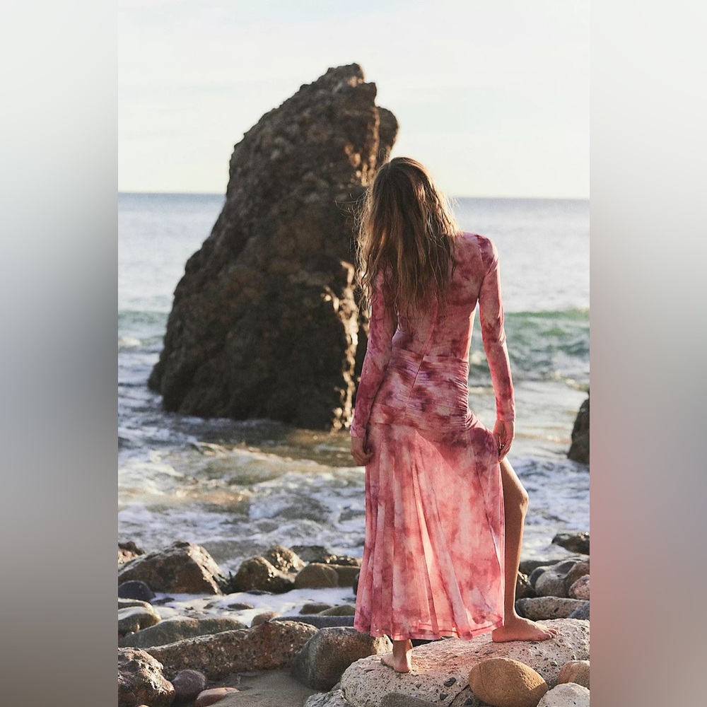 NWT Bardot Lea Tie Dye Mesh Long Sleeve Dress Extra Small - Picture 3 of 15
